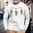 かわいいジャンピング ハッピーキャット ミーム トレンド ファニー 長袖Tシャツ 高齢者への贈り物