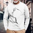 かわいい猫のシルエット 長袖Tシャツ 高齢者への贈り物