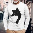 かわいい黒猫tシャツ ユニセックス 長袖Tシャツ 高齢者への贈り物