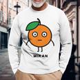 みかん Mikan 顔 イラスト かわいい おもしろ 面白い 簡単 シンプル ゆるい 果物 長袖Tシャツ 高齢者への贈り物