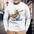 アコースティックギターを弾くクマ、ベアギタリスト 長袖tシャツ 長袖Tシャツ 高齢者への贈り物