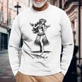 アロハ ハワイ ハワイアン ヴィンテージ ワヒネ フラダンス ダンサー ガール 長袖Tシャツ 高齢者への贈り物