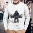 ウェイトリフティング 筋トレ バーベル やる気がないなら家に帰れ ゴリラ 長袖Tシャツ 高齢者への贈り物