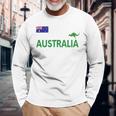 オーストラリア 国旗 カンガルー サッカー ラグビー フットボール 水泳 応援 長袖Tシャツ 高齢者への贈り物