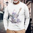 ギターを弾く猫 ネコ おもしろ かわいい ロック おしゃれ 長袖Tシャツ 高齢者への贈り物