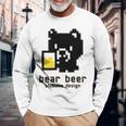 クマ ビール ドット絵 かわいい レトロ 長袖Tシャツ 高齢者への贈り物