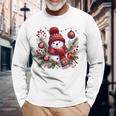 クリスマスの雪だるま 長袖Tシャツ 高齢者への贈り物