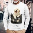 ゴールデンレトリバー ポケットに入った子犬 長袖tシャツ 長袖Tシャツ 高齢者への贈り物