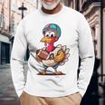 サンクスギビング かわいい七面鳥 アメリカンフットボール ボーイズ キッズ 長袖Tシャツ 高齢者への贈り物