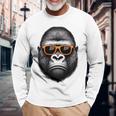 サングラスをかけたクールなゴリラグラフィックアート 長袖tシャツ 長袖Tシャツ 高齢者への贈り物