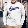 シラキュース ニューヨーク バーシティ スクリプト クラシック スポーツ ジャージスタイル 長袖Tシャツ 高齢者への贈り物