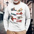 シングルエンジンプロペラ飛行機 長袖Tシャツ 高齢者への贈り物