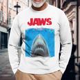 ジョーズ シルエット グラフィック 長袖Tシャツ 高齢者への贈り物