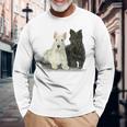 スコティッシュテリア犬の所有者ペット所有者アートデザイン 長袖Tシャツ 高齢者への贈り物
