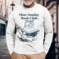 スローサンデーブッククラブ 本好きの猫 長袖Tシャツ 高齢者への贈り物