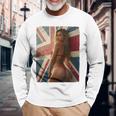 セクシーガールグラフィックtシャツ 「ホットピンナップガール&イギリスの旗」 長袖tシャツ 長袖Tシャツ 高齢者への贈り物