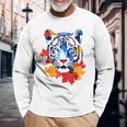 タイガー 動物 自然 動物園 抽象芸術 顔 虎 長袖Tシャツ 高齢者への贈り物