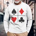 ダイヤモンド スペード ハーツ クラブ トランプスーツ ポーカー 長袖Tシャツ 高齢者への贈り物