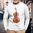 チェロ 楽器 モチーフ アート チェロ 長袖Tシャツ 高齢者への贈り物