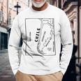 チリと近隣諸国の手描き黒線地図 長袖Tシャツ 高齢者への贈り物