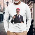 トランプの帽子をかぶったバイデンの陽気なグラフィック 長袖tシャツ 長袖Tシャツ 高齢者への贈り物