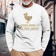 ドードー鳥は再び復活する 絶滅した飛べない鳥 長袖Tシャツ 高齢者への贈り物