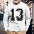 ナンバー13 カレッジスポーツチーム 黒文字 長袖Tシャツ 高齢者への贈り物