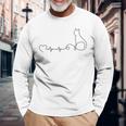 ネコ好きの心拍猫 長袖Tシャツ 高齢者への贈り物