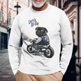 バイクに乗る面白いパグ犬レッツライド 長袖Tシャツ 高齢者への贈り物