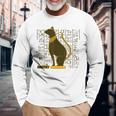 バステット 古代エジプトの猫 神 ヒエログリフ グラフィックアート愛好家 長袖Tシャツ 高齢者への贈り物