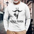 パンダ ヨガポーズ 水墨画 おもしろ 運動 和風 動物 長袖Tシャツ 高齢者への贈り物