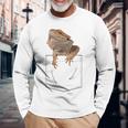 ヒゲのあるドラゴンリザード 爬虫類フェイクポケット 長袖Tシャツ 高齢者への贈り物