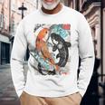 ビンテージ グラフィティ 錦鯉 魚 鯉 長袖tシャツ 長袖Tシャツ 高齢者への贈り物