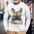 フレンチブルドッグ ゲイプライド Lgbt レインボーフラッグ サングラス Lgbtq 長袖Tシャツ 高齢者への贈り物