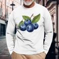 ブルーベリー愛好家のためのブルーベリーデザイン 長袖Tシャツ 高齢者への贈り物