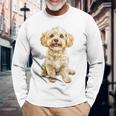 マルチプー犬モチーフペットイラストマルチプー 長袖Tシャツ 高齢者への贈り物