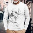 マルチーズ 犬 グラフィック ペット アートワーク マルチーズ 長袖Tシャツ 高齢者への贈り物