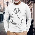 ラインタトゥー、ラインアートtシャツ、ミニマリストな犬のモチーフ 長袖Tシャツ 高齢者への贈り物