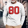 ラッキーナンバー80 クラシックカレッジアメリカン代表チームのファンプレイヤー 長袖Tシャツ 高齢者への贈り物