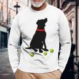 ラブラドールレトリバー 犬 イエロー ラボ テニスボール ギフト 長袖Tシャツ 高齢者への贈り物