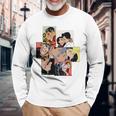 レトロコミックキス、コラージュ、ビンテージポップアートキスコミックスタイル 長袖tシャツ 長袖Tシャツ 高齢者への贈り物