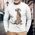 ワイマラナー 犬 グラフィック ペット イラスト ワイマラナー 長袖Tシャツ 高齢者への贈り物