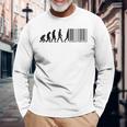 人類の進化がバーコードになる 長袖Tシャツ 高齢者への贈り物