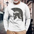 古代戦士ギリシャローマスパルタ兵士ヘルメットグラフィック 長袖Tシャツ 高齢者への贈り物