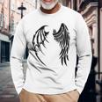 天使 悪魔 翼 神話 信仰 長袖Tシャツ 高齢者への贈り物