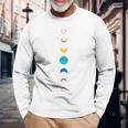 天空の月の満ち欠け バックプリント 虹の月天文学 長袖Tシャツ 高齢者への贈り物