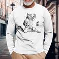 太極拳 猫 格闘技 面白い 猫 格闘 長袖Tシャツ 高齢者への贈り物