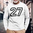 数字 27 ヴィンテージ ブラックホワイト 長袖Tシャツ 高齢者への贈り物