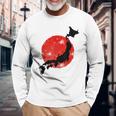 日本 赤 太陽 日本 列島 地図 かっこいい 国旗 スタイル 長袖Tシャツ 高齢者への贈り物