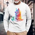 日本スピッツ 犬 モチーフ ペットアート 日本スピッツ 長袖Tシャツ 高齢者への贈り物